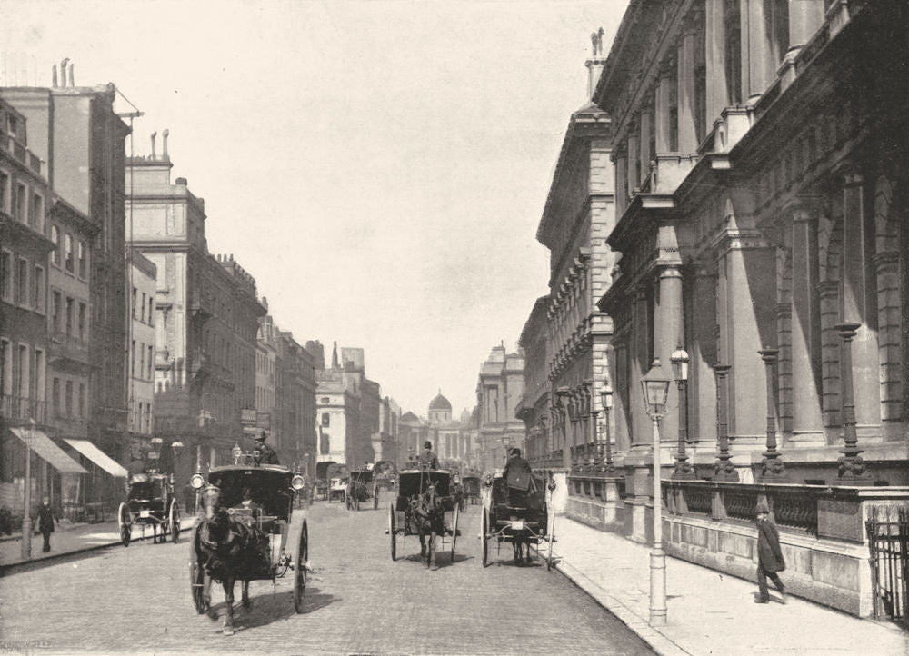 LONDON. Pall Mall- towards National Gallery. Carlton & Reform Clubs 1896 print